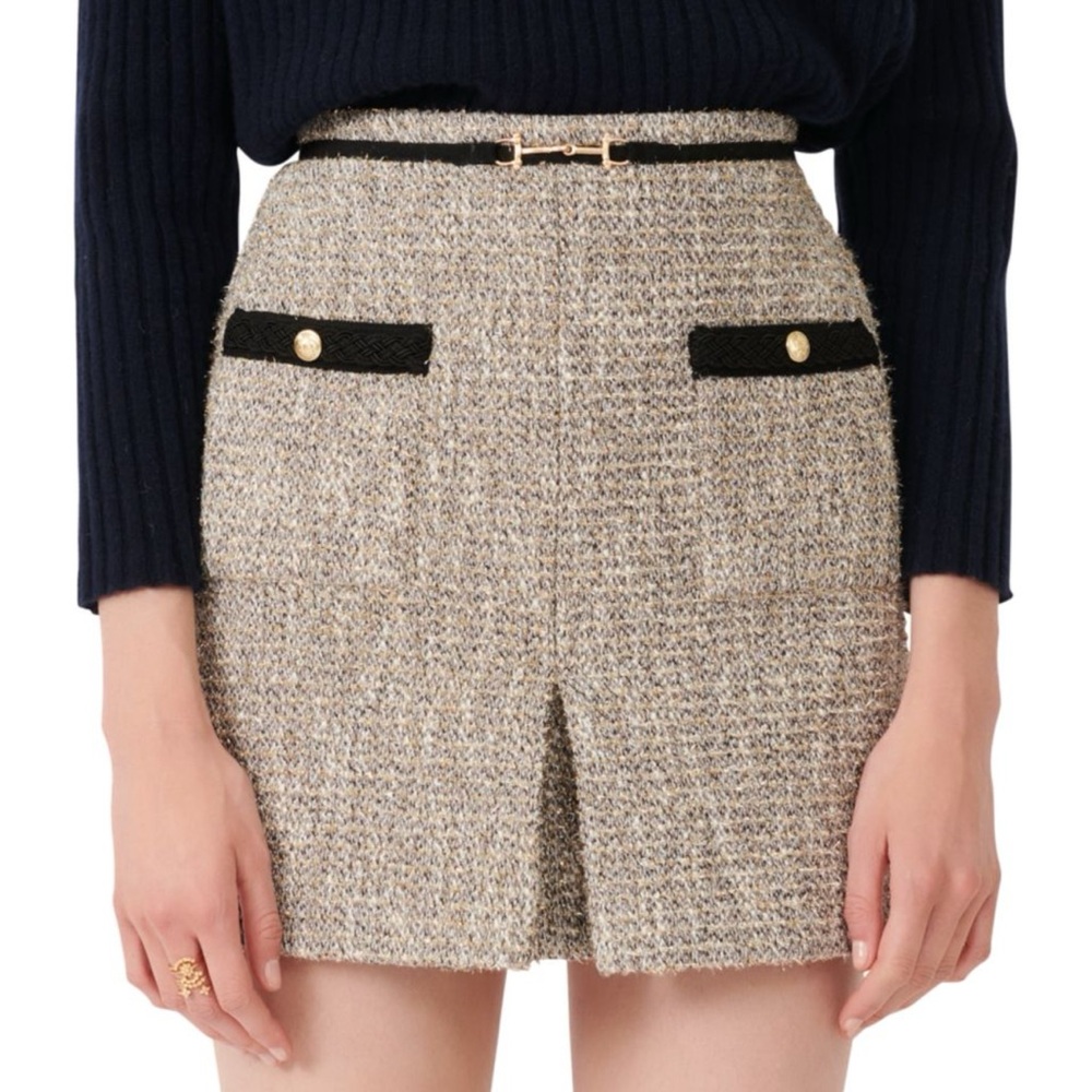 Maje Jinie Recycled Cotton Tweed Mini Skirt NWT Size 40